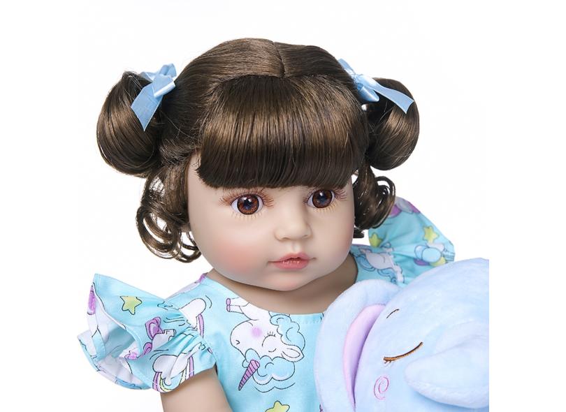 Brastoy Boneca Beb Reborn Silicone Menina Elefantinho Olhos Castanho