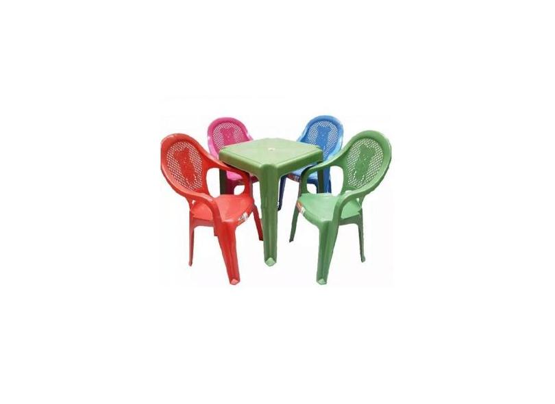 Conjunto Mesa Verde 4 Cadeiras Infantil Colorida Antares O Melhor