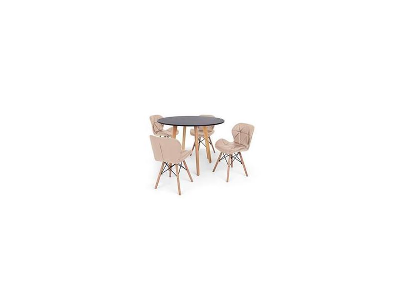 Conjunto Mesa De Jantar Laura Cadeiras Slim Nude O Melhor