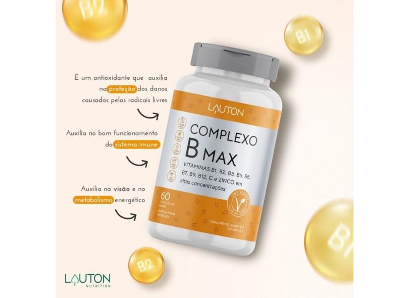 Complexo B Max C Zinco Premium Lauton Vegano Kit Biotina Cido