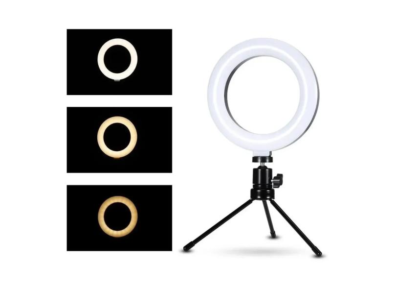 Ring Light 6 polegadas Iluminador LED de mesa tripé o Melhor