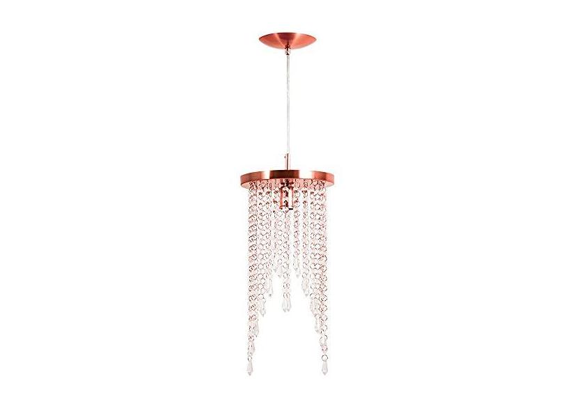 Lustre Pendente Plafon Redondo Cristalcrilikls Rose Gold O