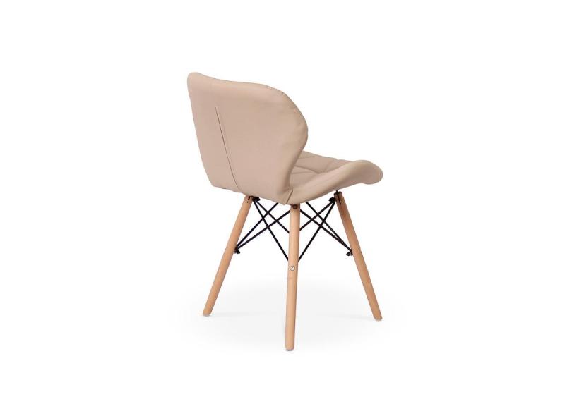 Kit 05 Cadeiras Charles Eames Eiffel Slim Wood Estofada Nude O