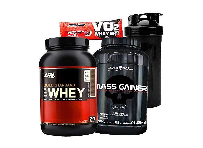 Kit Pra Ganhar Massa Muscular Rapido Whey Protein Gold Standard 907g