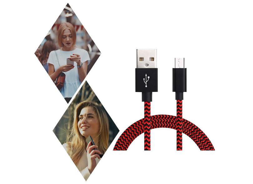 Negrito Usb Nylon Tran Ado Carregamento R Pido Cabo De Dados Para