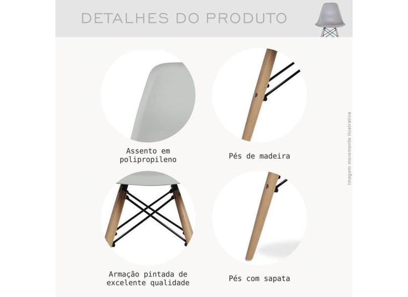 Kit 02 Cadeiras Eiffel Charles Eames Nude Base De Madeira Dsw O