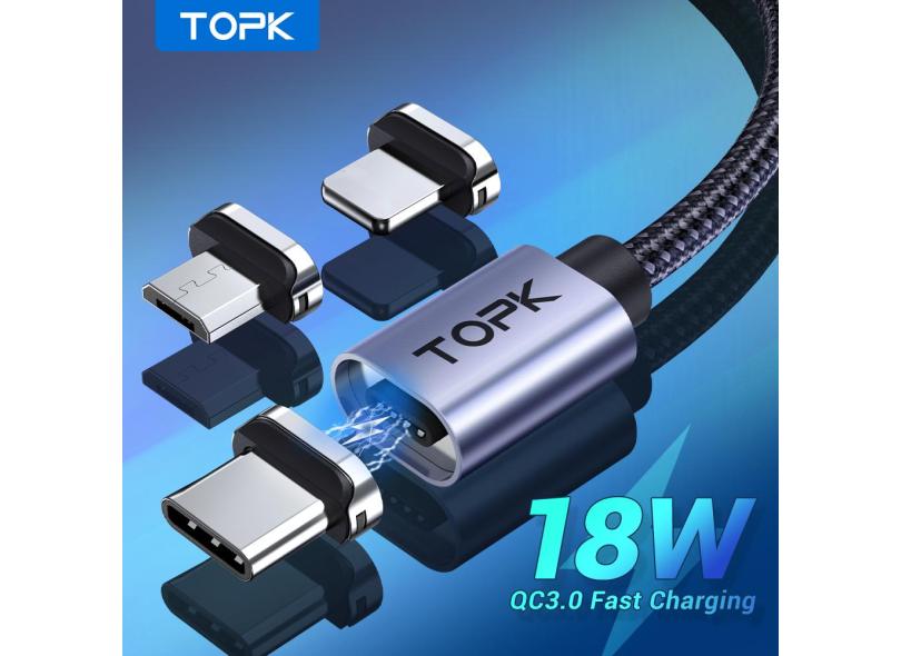 Topk Magn Tico Usb Cabo De Carregamento R Pido Micro Tipo C Cabo M