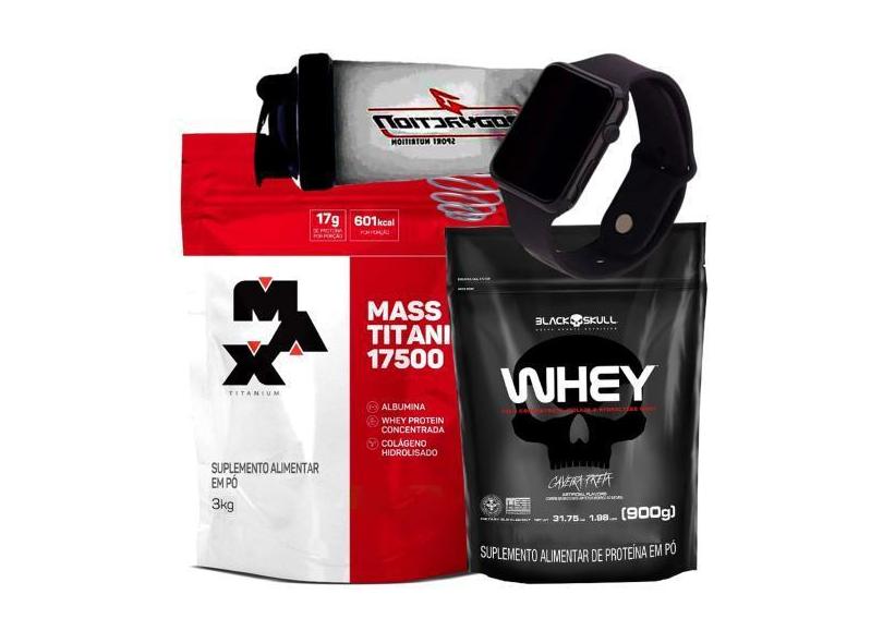 Combo Hipercal Rico Kg Massa Max Titanium Whey Black Skull Rel Gi