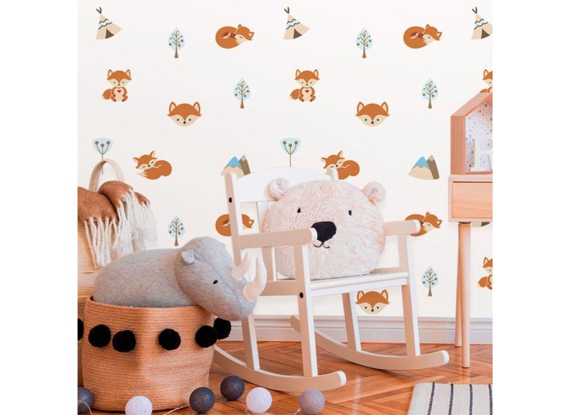 Papel De Parede Vinil Autocolante Baby Raposa Cute 270 em Promoção é no