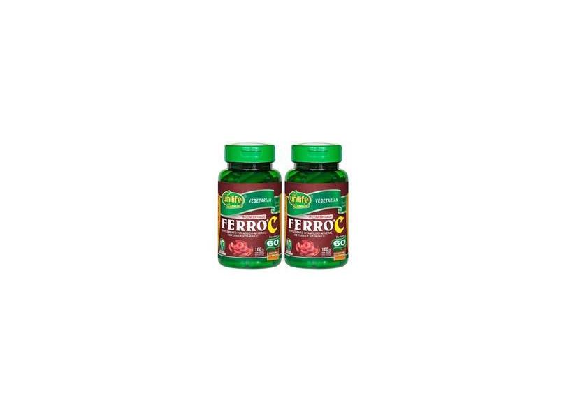 Ferro Vitamina C 60 Cápsulas 500mg Unilife Kit 2 Unidades o