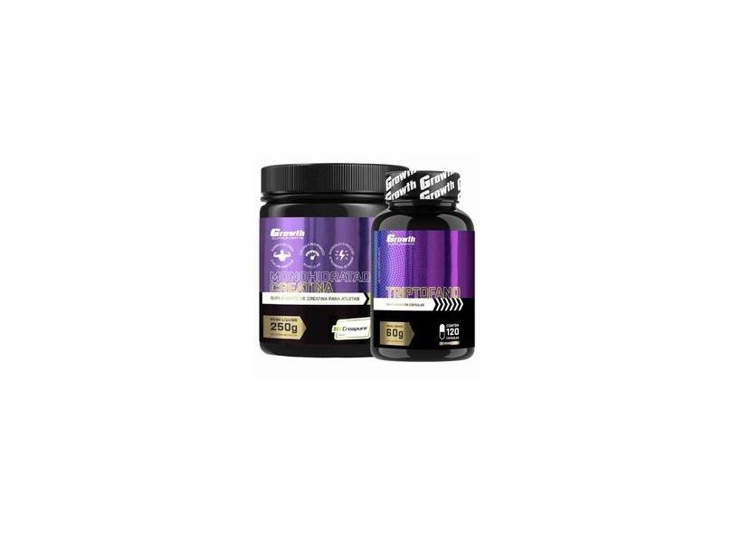 Creatina 250g Creapure Triptofano 120 Caps Growth em Promoção é no