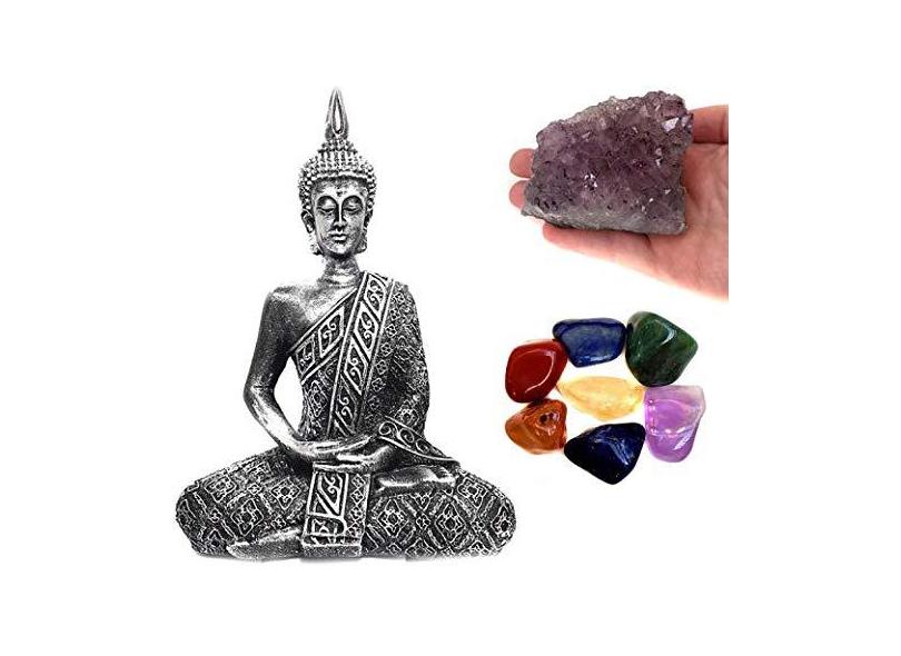 Kit Est Tua De Buda Pedras Dos Chakras Mini Drusa Em Promo O No