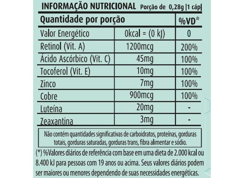 Vision A Luteína e Zeaxantina 60 cápsulas 280mg Apisnutri o Melhor