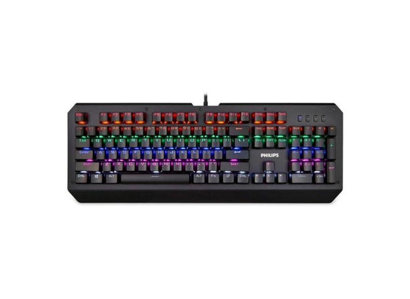 Teclado Gamer Philips Serie G400 SPK8413 Mecânico Luminoso LED RGB Cabo