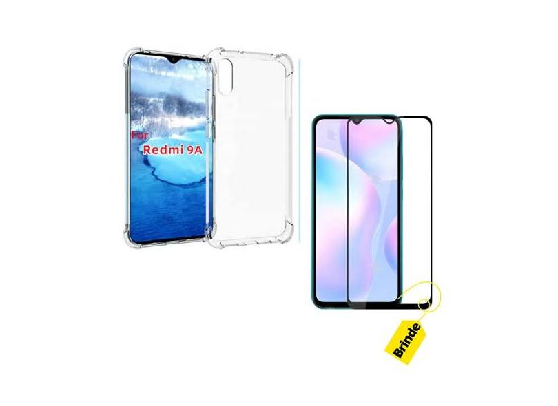 Kit Capinha Antiqueda Silicone Transparente Compatível Xiaomi Redmi 9A