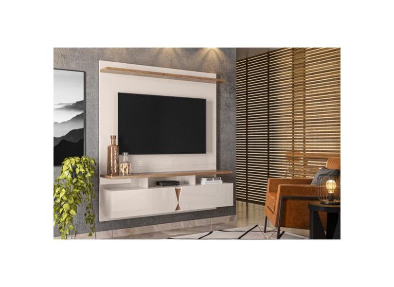 Painel Para Tv Imola Off White Canela Lukaliam Moveis O Melhor