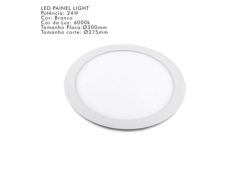 Plafon Painel LED Embutir Redondo 24w Branco Frio 6000k Ø30cm CH5015