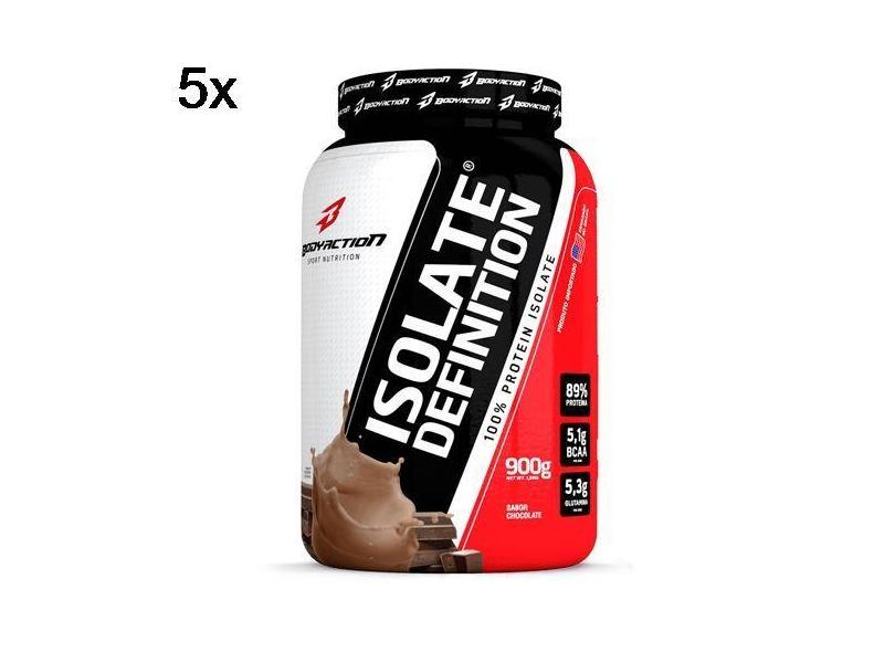 Kit 5X Whey Isolate Definition 900G Chocolate Bodyaction O