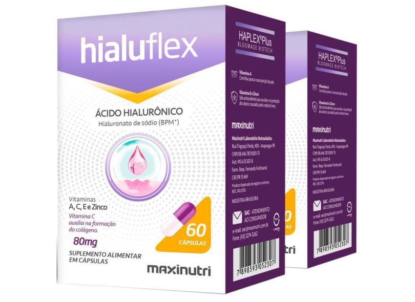 Kit 2 Caixas Hialuflex Ácido Hialurônico Bpm 80Mg 60 Cápsulas Maxinutri