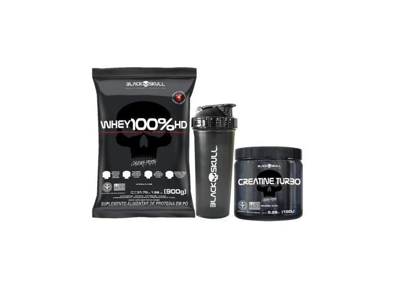 Kit Whey Hd Refil G Creatina Turbo G Coqueteleira Black