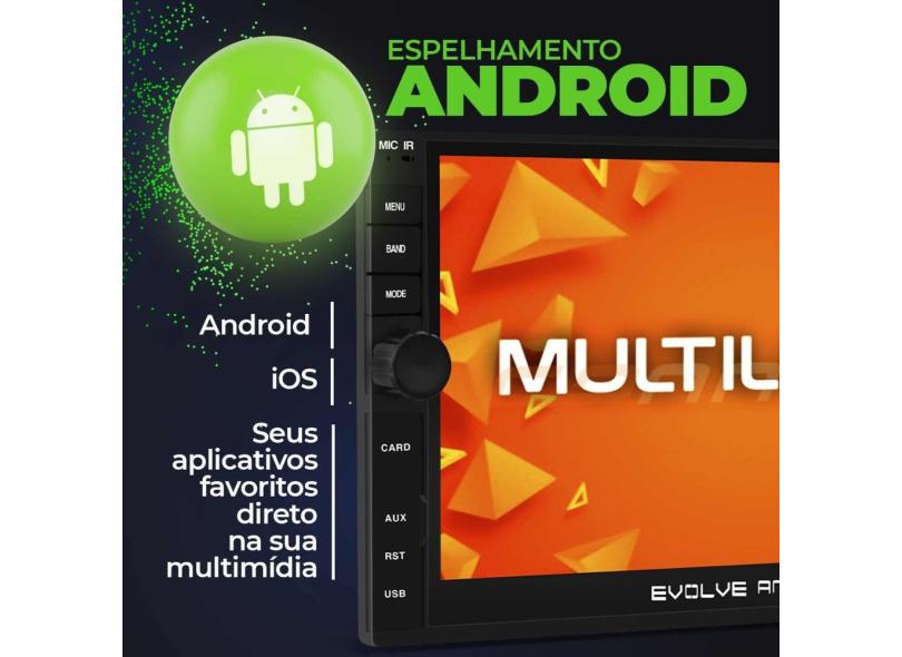 Central Multimídia Evolve Infinity Multilaser MP5 Moldura 2Din 7 Toro