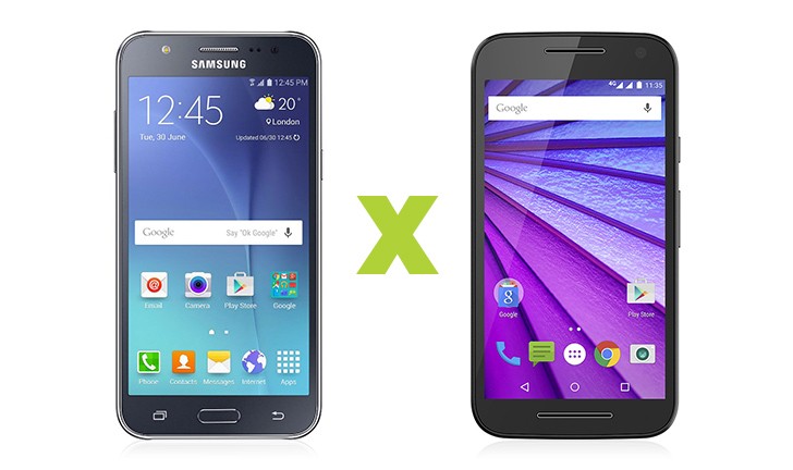 Capa do post: Galaxy J5 vs Moto G 3ª geração: compare esses smartphones intermediários