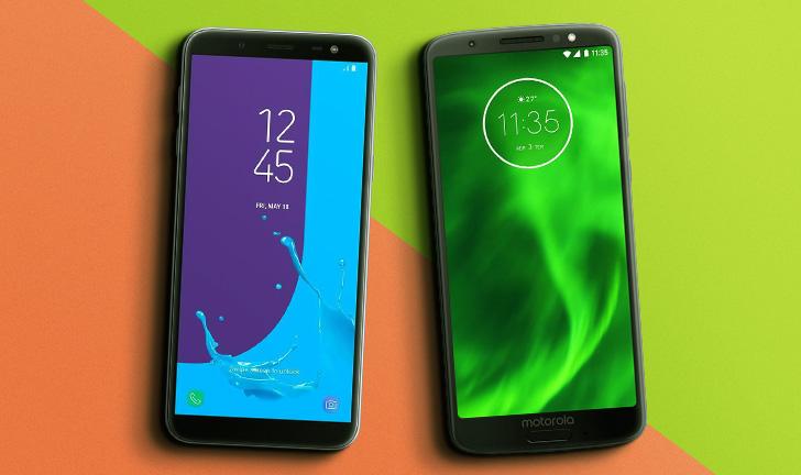 Capa do post: Galaxy J6 vs Moto G6: Compare as fichas técnicas dos smartphones intermediários