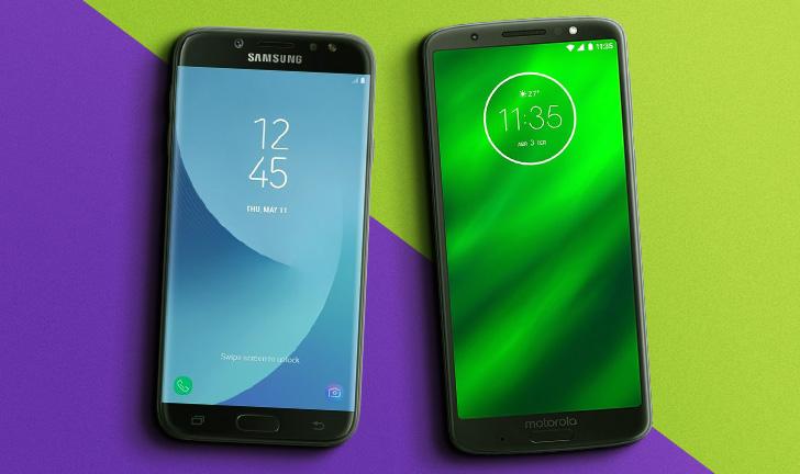 Capa do post: Galaxy J7 Pro vs Moto G6 Plus: uma briga de respeito entre os intermediários