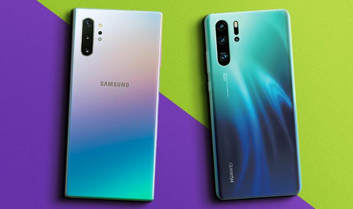 Capa do post: Galaxy Note 10 Plus vs Huawei P30 Pro: compare os celulares com 4 câmeras