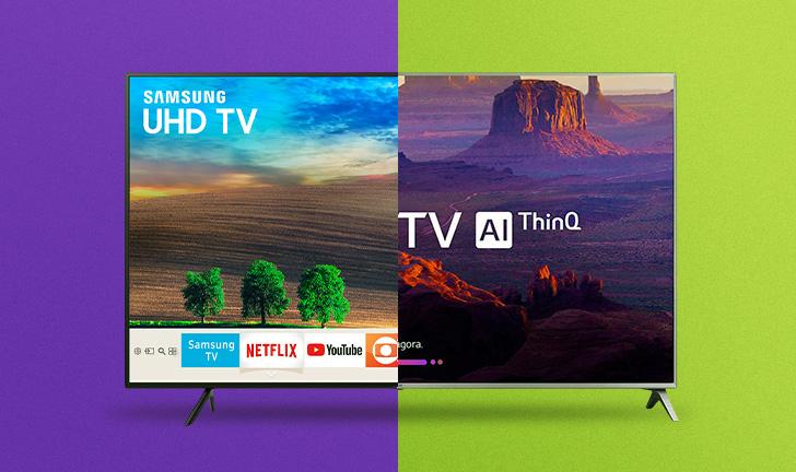 Capa do post: Samsung NU7100 vs LG UK6510: qual é a melhor linha de TVs 4K?