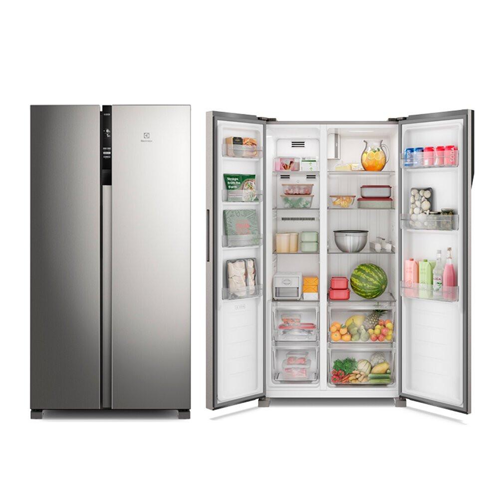Imagem de Geladeira Electrolux Frost Free 2 Portas 435 Litros Inverter Side by Side - Inox