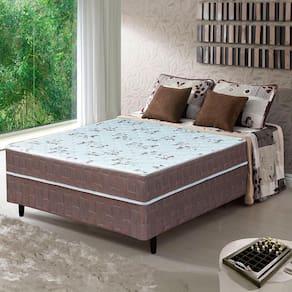Imagem de Cama Box Conjugada Casal Umaflex New Florença com Molas Ensacadas 55x138x188cm - Marrom e Bege