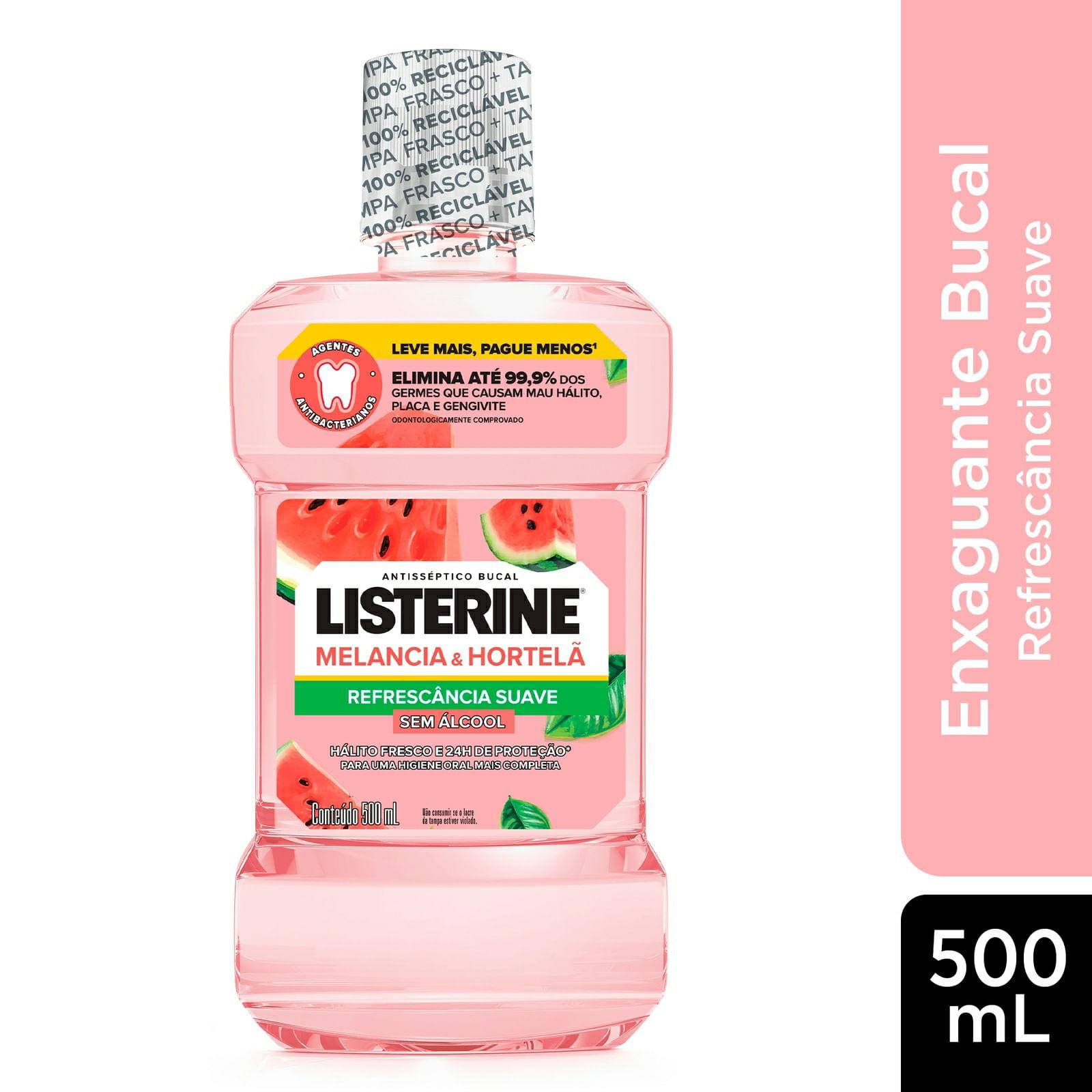 Imagem de Antisséptico Bucal Listerine Melancia e Hortelã Refrescância Suave Sem Álcool 500ml