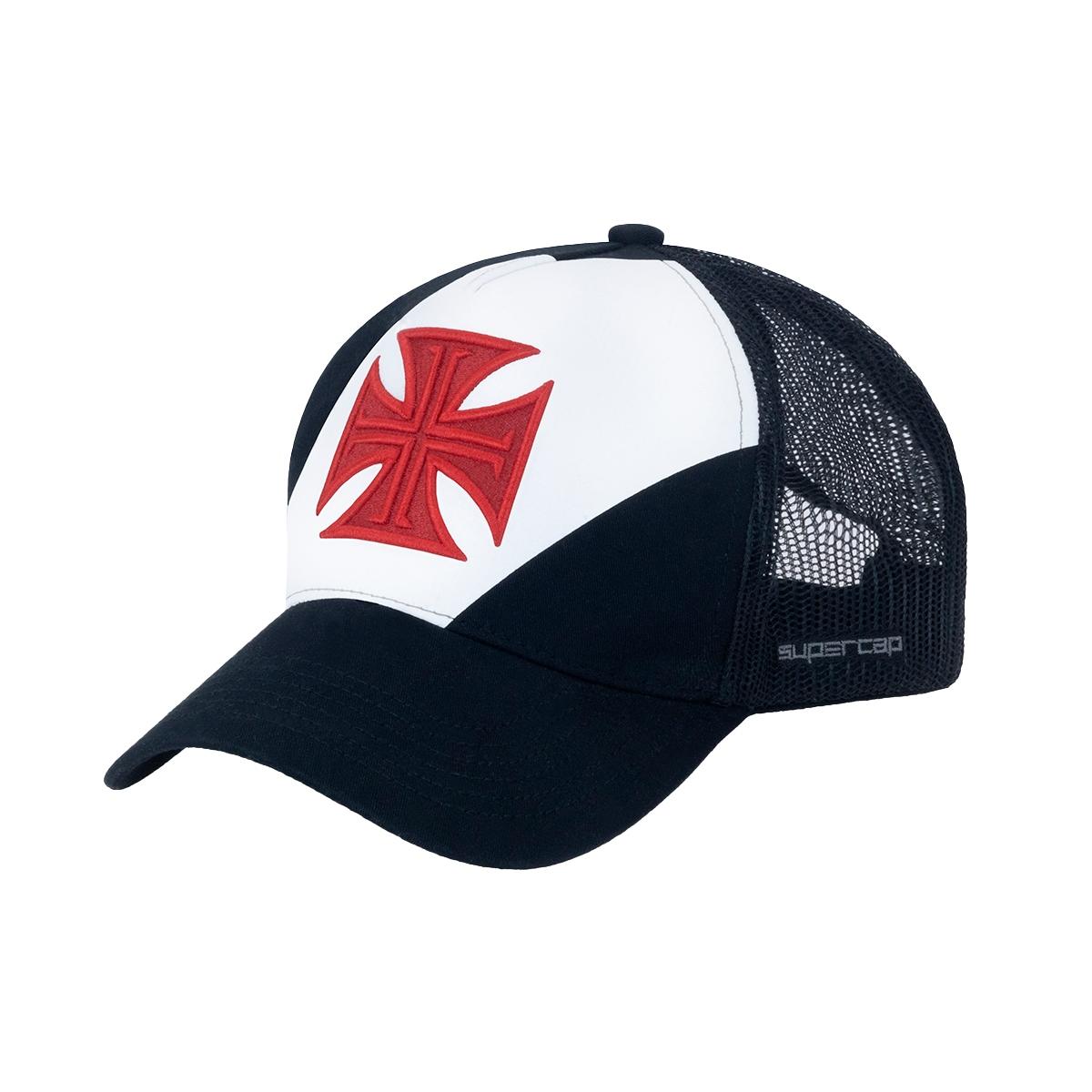 Imagem de Boné Vasco Da Gama SuperCap Cruz De Malta Bordado Aba Curva - Masculino Tamanho:Único;Cor:Preto/Branco