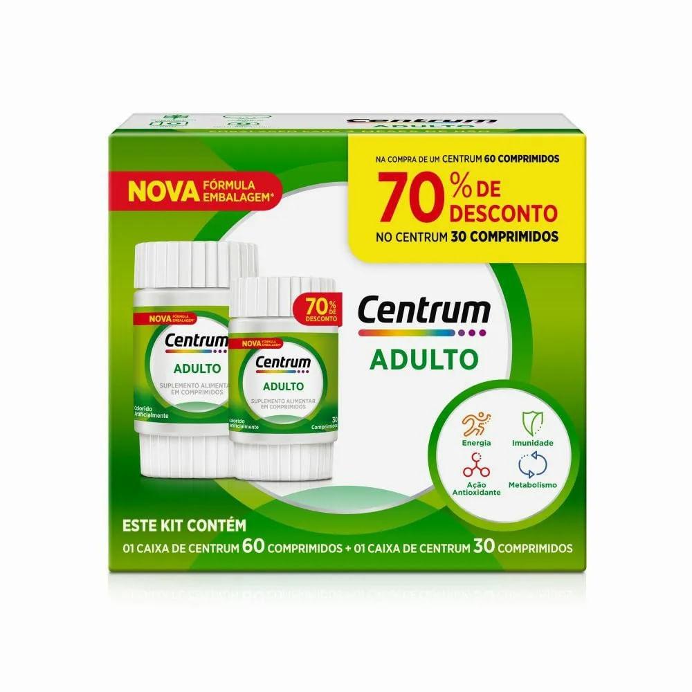 Kit Centrum Adulto Com Vitaminas de A a Z 60 Comprimidos + 30 Comprimidos 70% Off