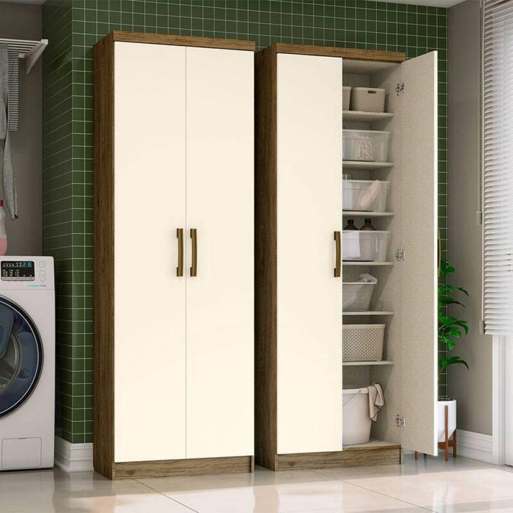 Imagem de Armário Multiuso 02 Portas Margarida Henn - Rústico com Off White