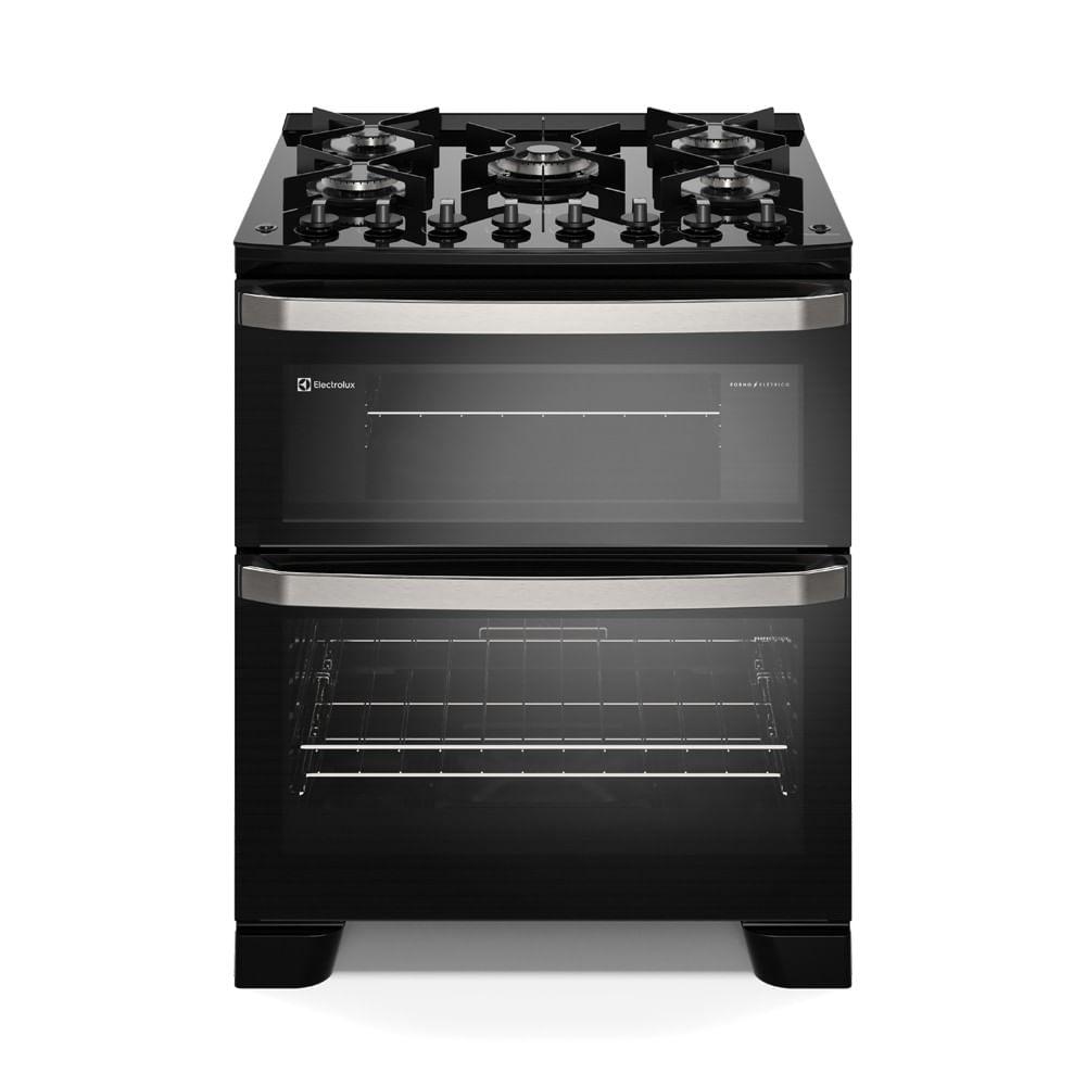 Imagem de Fogão 5 bocas Electrolux Preto Experience 2 Fornos, Mesa de Vidro e PerfectCook360 (FE5DP) 127V