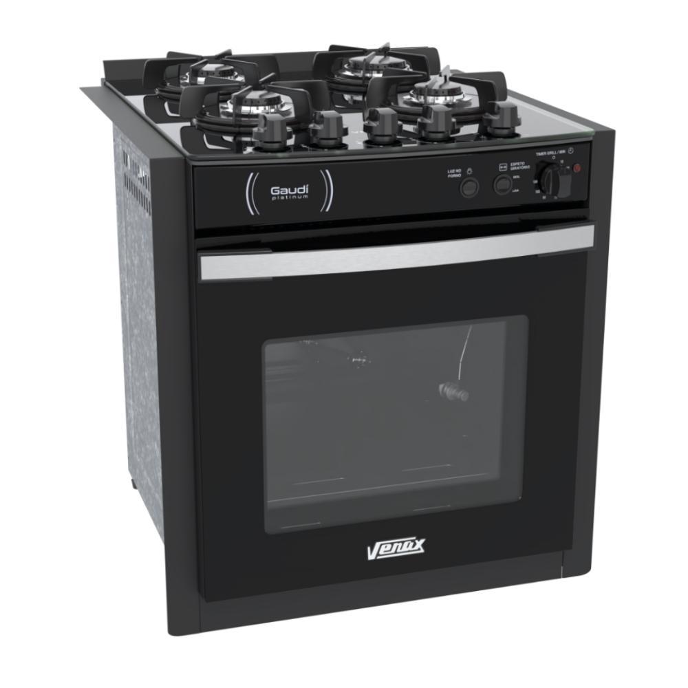 Imagem do produto Fogao a Gas de Embutir 4 Bocas Venax Gaudi Platinum Vitreo Preto 220V