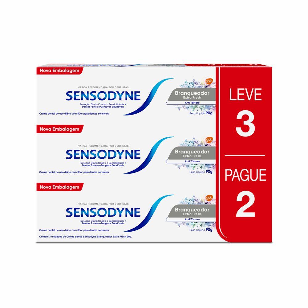Creme Dental Sensodyne Branqueador Extra Fresh 3 unidades Creme Dental Sensodyne Branqueador Extra Fresh 90g Leve 3 Pague 2