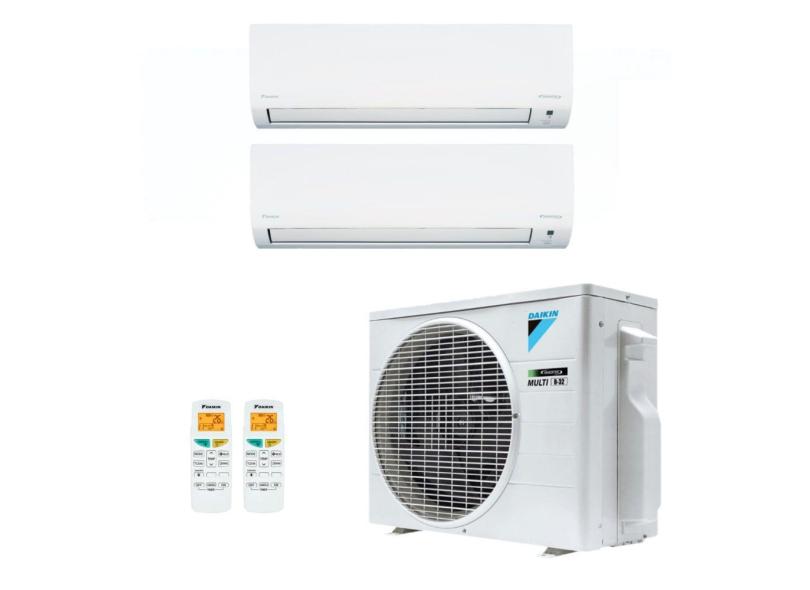 Ar-Condicionado Multi Split Inverter R-32 Daikin 18.000 BTUs (1x Evap HW 9.000 + 1x Evap HW 12.000) Quente/Frio 220V