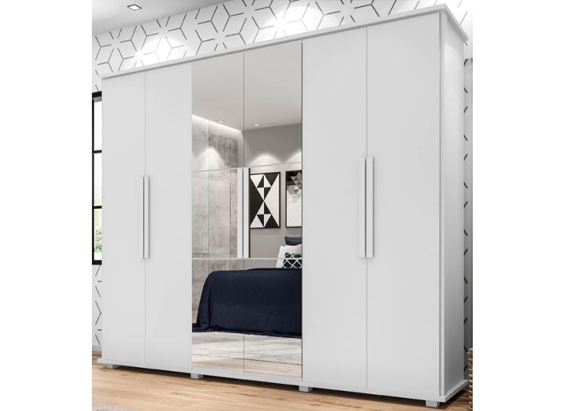 Guarda-Roupa Casal 6 Portas 5 Gavetas com Espelho Estrela 2E RV Móveis