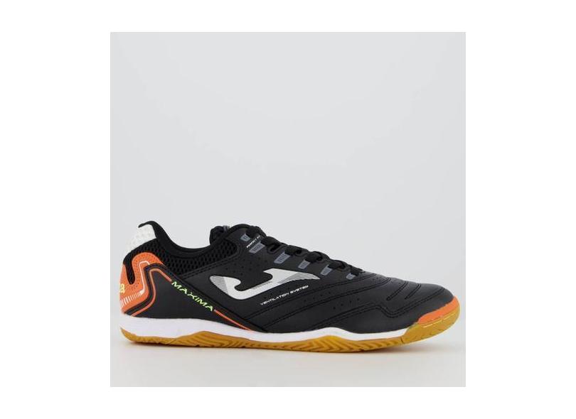 Chuteira Joma Maxima Futsal Preta E Laranja