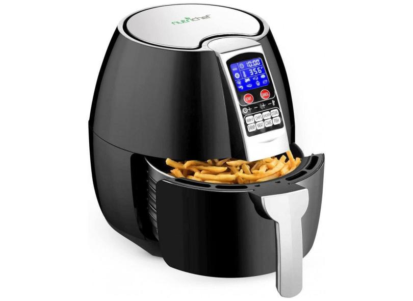 Fritadeira Elétrica AirFryer sem Óleo, Capacidade 3.5L, Aço Inoxidável, 1400W, 110v, NUTRICHEF PKAIRFR54, Preto