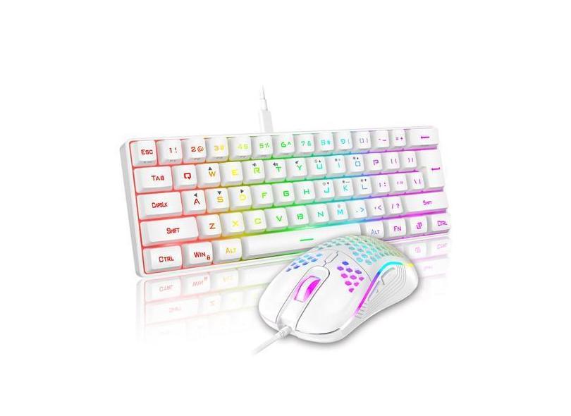 Combinação de teclado e mouse para jogos RedThunder 60% RGB branco
