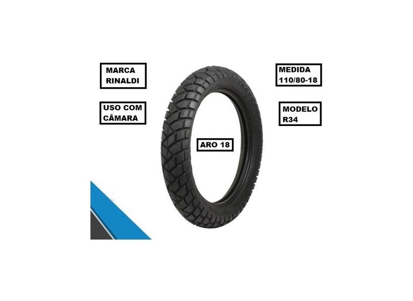 Pneu Rinaldi Traseiro 110/80-18 R34 Yamaha Xt 225