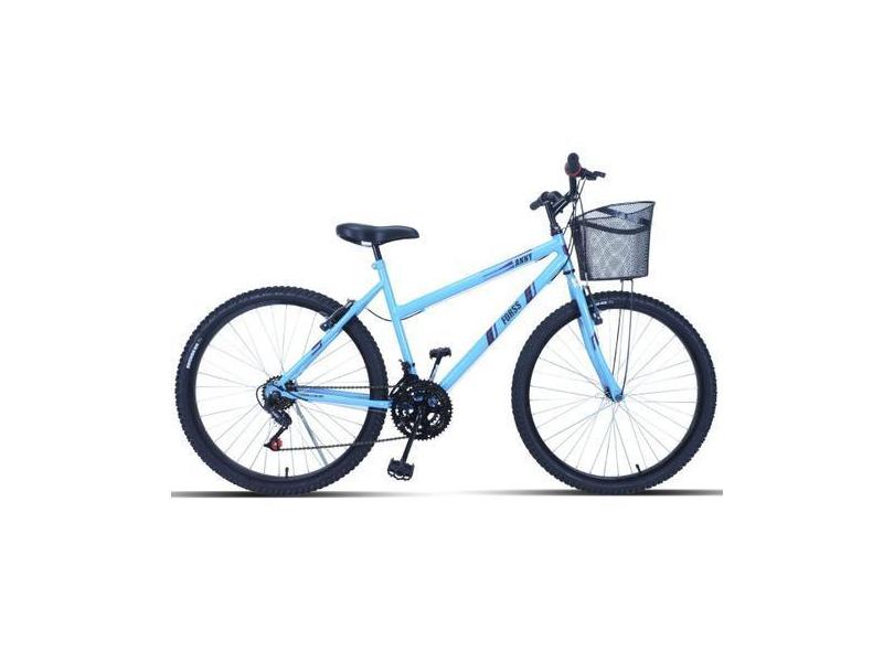 Bicicleta Feminina Aro 26 Passeio 18 Marchas Com Cestinha - FORSS, Azu