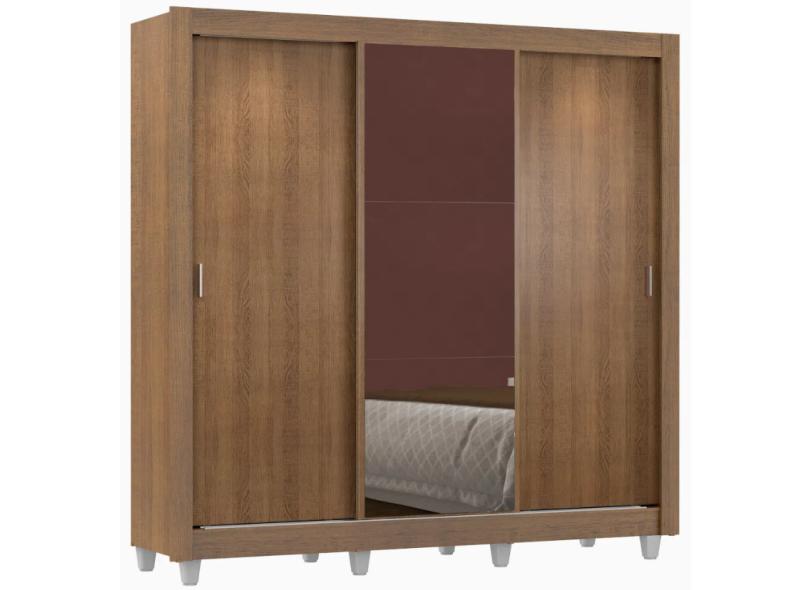 Guarda-Roupa Casal 3 Portas 2 Gavetas com Espelho Lyon 2E com Pés Madesa