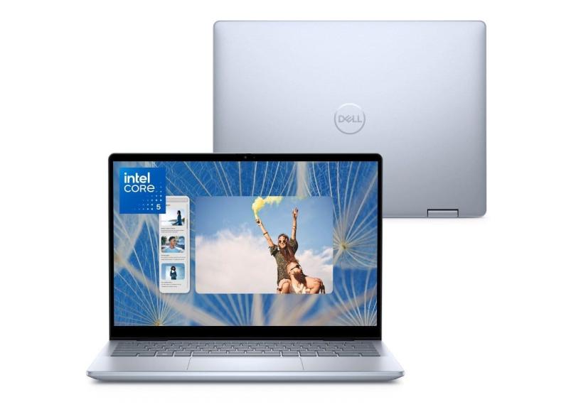 Notebook 2 em 1 Dell Inspiron 2IN1-I120U-M15 14&quot; FHD+ Touch Intel® Core™ 5 120U 8GB 512GB SSD Windows 11 Prata Gelo