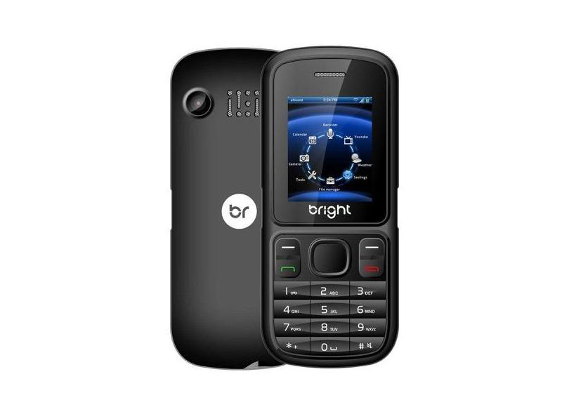 Celular Bright Barra Desbloq. Preto, Dual Chip, Câmera, Bluetooth, Rád ...
