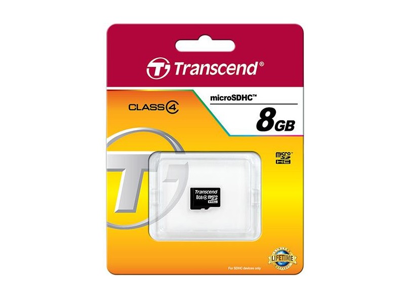 Cartão de Memória Micro SDHC Transcend 8 GB TS8GUSDC4